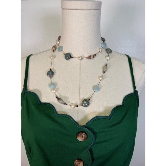 J. Crew Factory Scallop-trim button-front midi dress in fern canyon green sz 6 - Picture 6 of 16